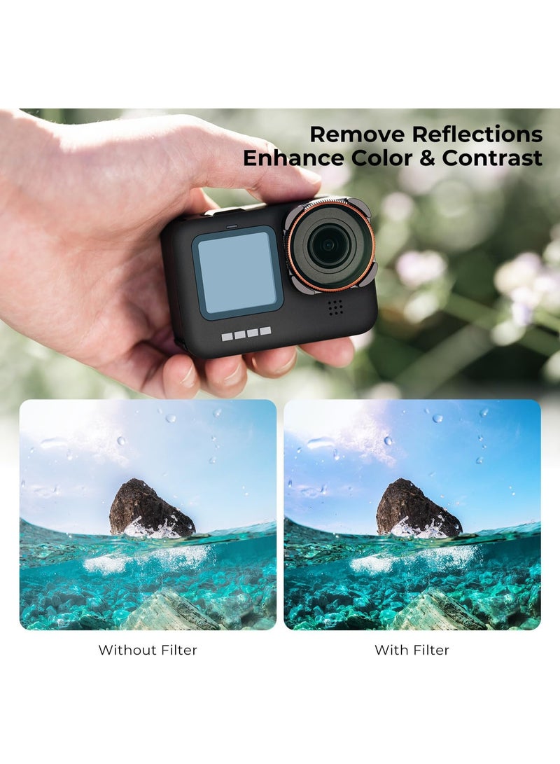 كيه آند إف كونسبت مجموعة فلاتر عدسات K&F Concept الرباعية ND8 وND16 وND32 CPL متوافقة مع كاميرات GoPro Hero12 وHero11 وHero10 وHero9 باللون الأسود، تتضمن فلتر كثافة محايدة وفلتر استقطاب، بالإضافة إلى واقي لملحقات كاميرات GoPro 13/12/11/10/9 - Image 4